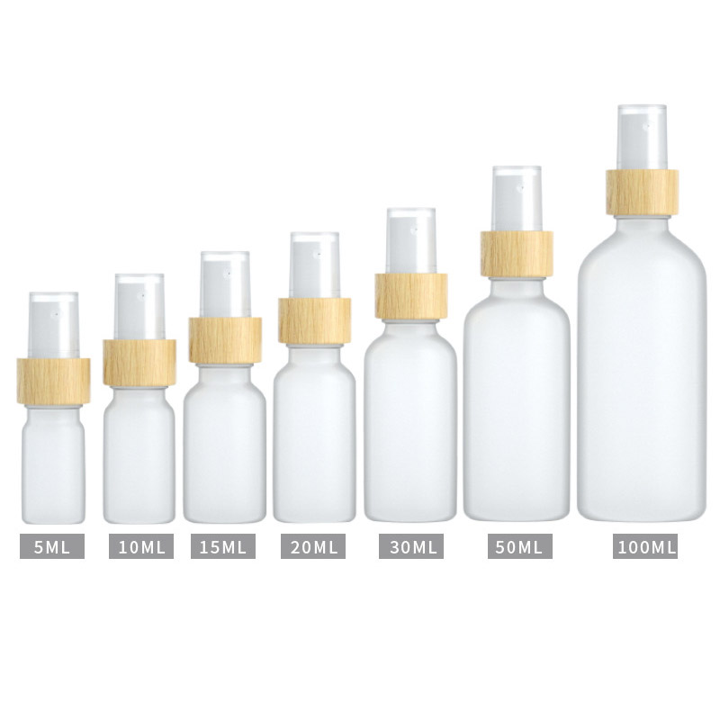 Frosted Glass Spray Bottles with Bamboo Lids 5ml 10ml 15ml 20ml 30ml 50ml 100ml