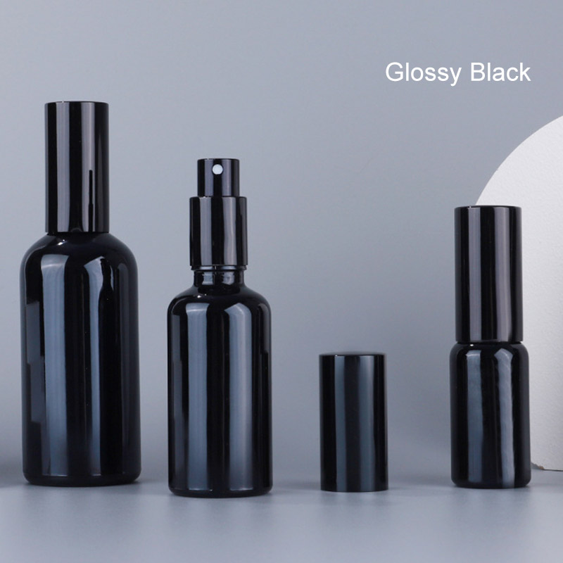 Black Glass Fine Mist Spray Bottles Matte Glossy 5ML 10ML 15ML 20ML 30ML 50ML 100ML