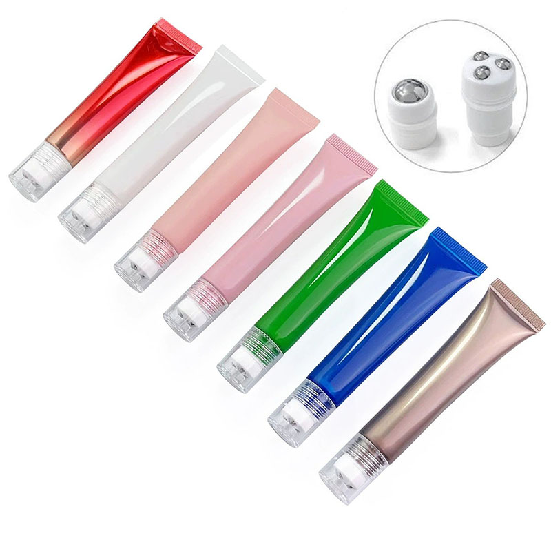 Empty Applicator Tubes with 3 Metal Stainless Steel Roller Balls for Eye Gel Cream Massage 10ml 15ml 20ml 30ml
