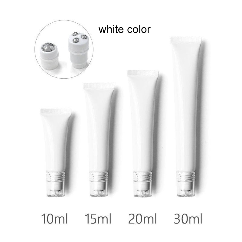 Empty Applicator Tubes with 3 Metal Stainless Steel Roller Balls for Eye Gel Cream Massage 10ml 15ml 20ml 30ml