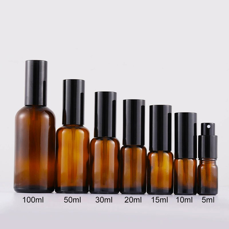 Amber Glass Bottles with Spray Top Cap Wholesale 5ML 10ML 15ML 20ML 30ML 50ML 100ML