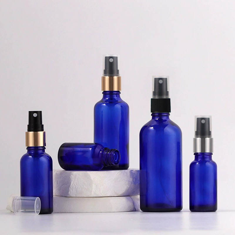 Cobalt Blue Glass Spray Bottles for Essential Oils Wholesale 5ML 10ML 15ML 20ML 30ML 50ML 100ML 1 2 4 OZ