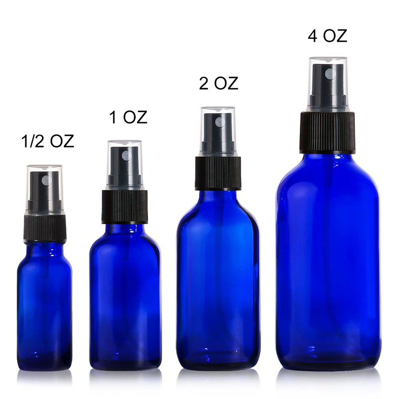 Cobalt Blue Glass Spray Bottles for Essential Oils Wholesale 5ML 10ML 15ML 20ML 30ML 50ML 100ML 1 2 4 OZ