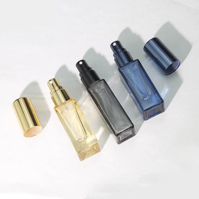 Colored Square Glass Spray Bottles 3ML 5ML 8ML 10ML Yellow Purple Blue Grey Black Amber Dark Green Rose Pink