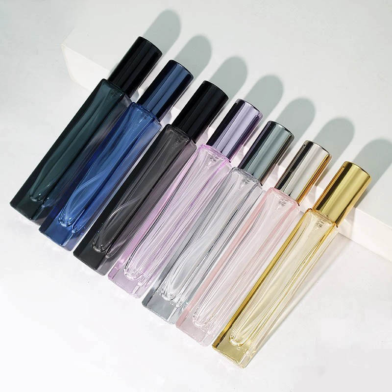 Colored Square Glass Spray Bottles 3ML 5ML 8ML 10ML Yellow Purple Blue Grey Black Amber Dark Green Rose Pink