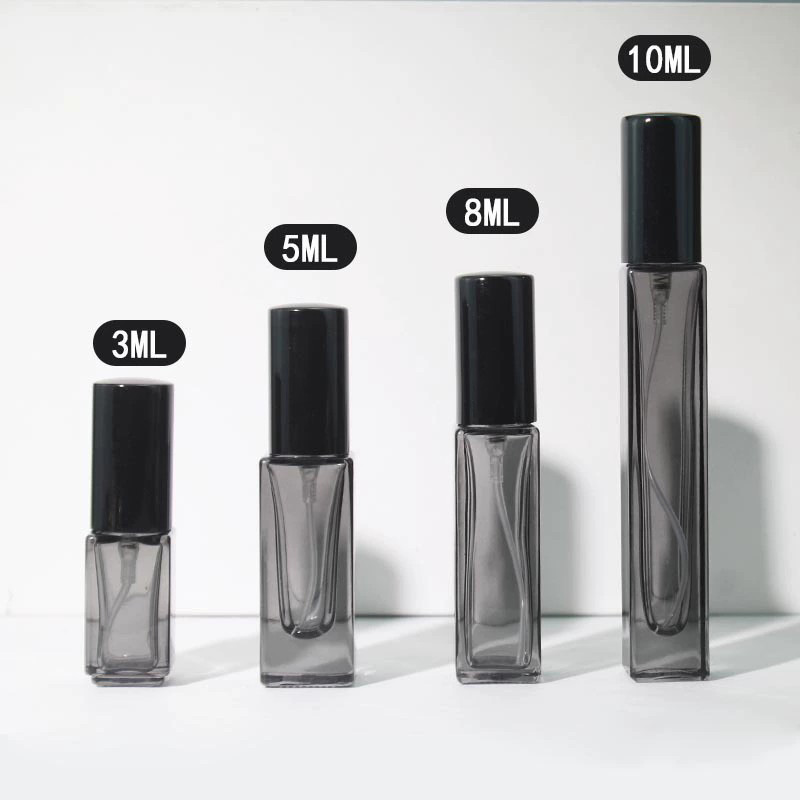 Colored Square Glass Spray Bottles 3ML 5ML 8ML 10ML Yellow Purple Blue Grey Black Amber Dark Green Rose Pink