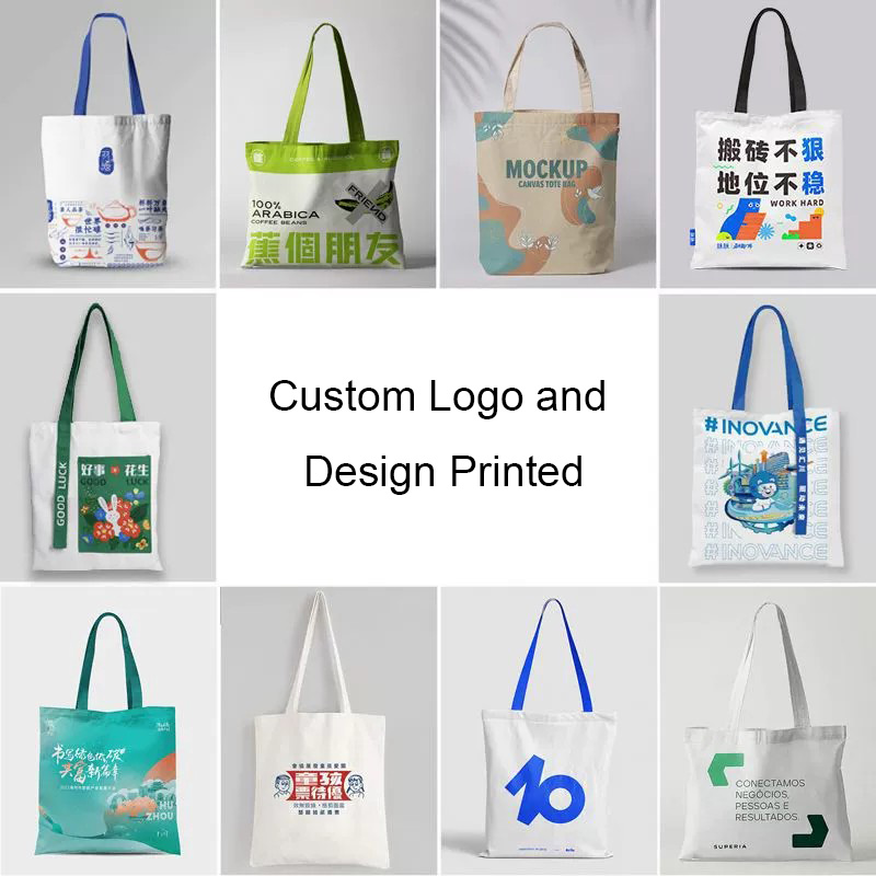 Custom Printed Personalized Cotton Canvas Tote Bags with Logo Branded for Shopping Bulk High Quality Made