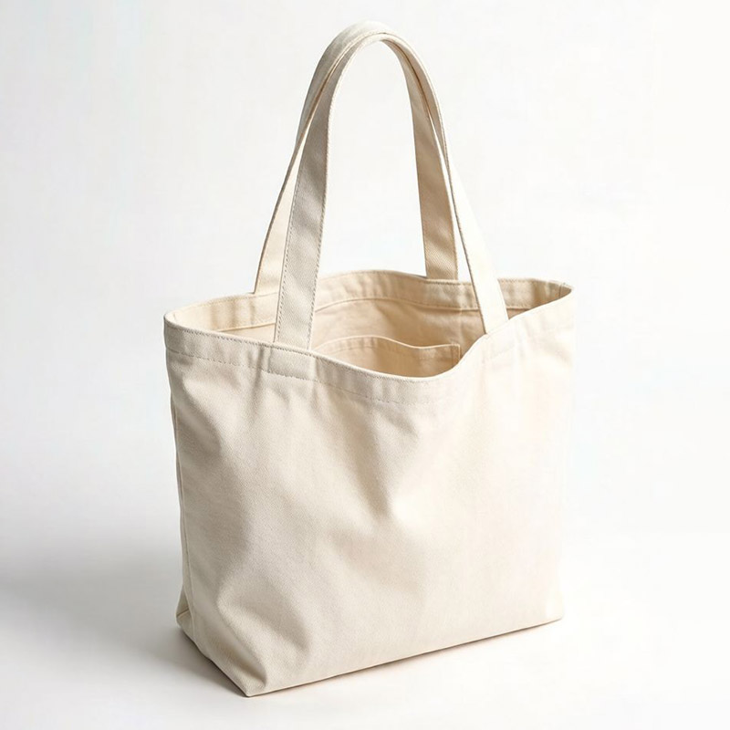 Large Cotton Canvas Utility Tote Bags with Inside Multi Pocket Compartments Natural Black Plain