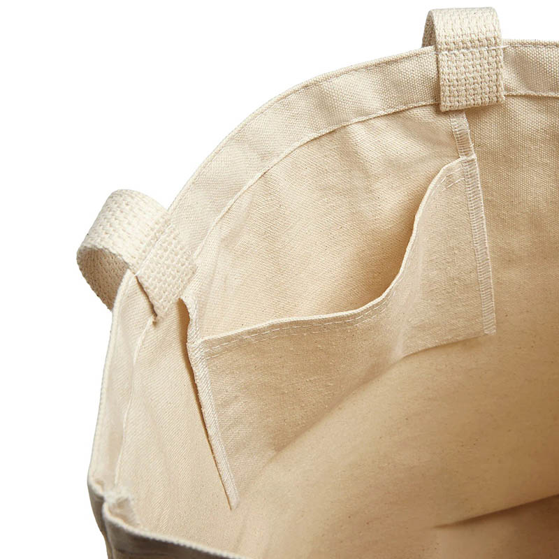 Large Cotton Canvas Utility Tote Bags with Inside Multi Pocket Compartments Natural Black Plain