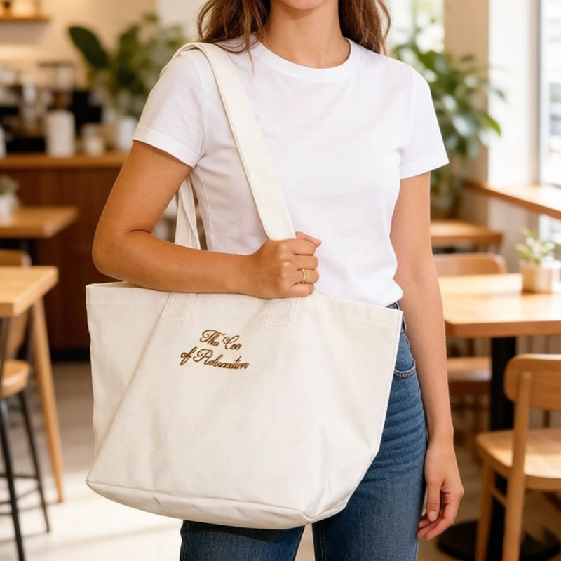 Large Cotton Canvas Utility Tote Bags with Inside Multi Pocket Compartments Natural Black Plain