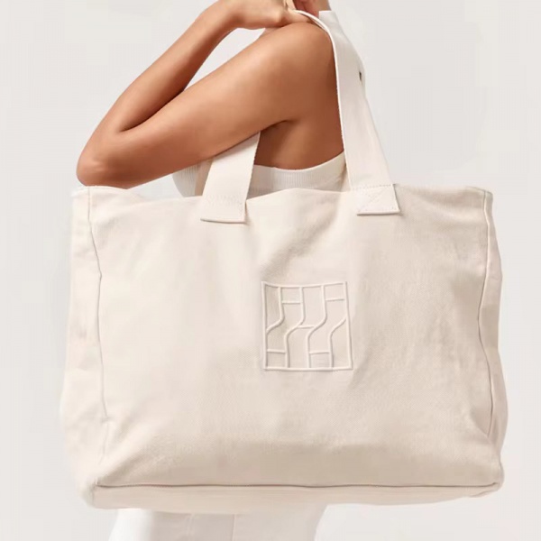 Luxury High Quality Cotton Canvas Tote Bags with Custom Logo Embroidered Heavy Duty Durable Thick Promotional Fashion Trendy